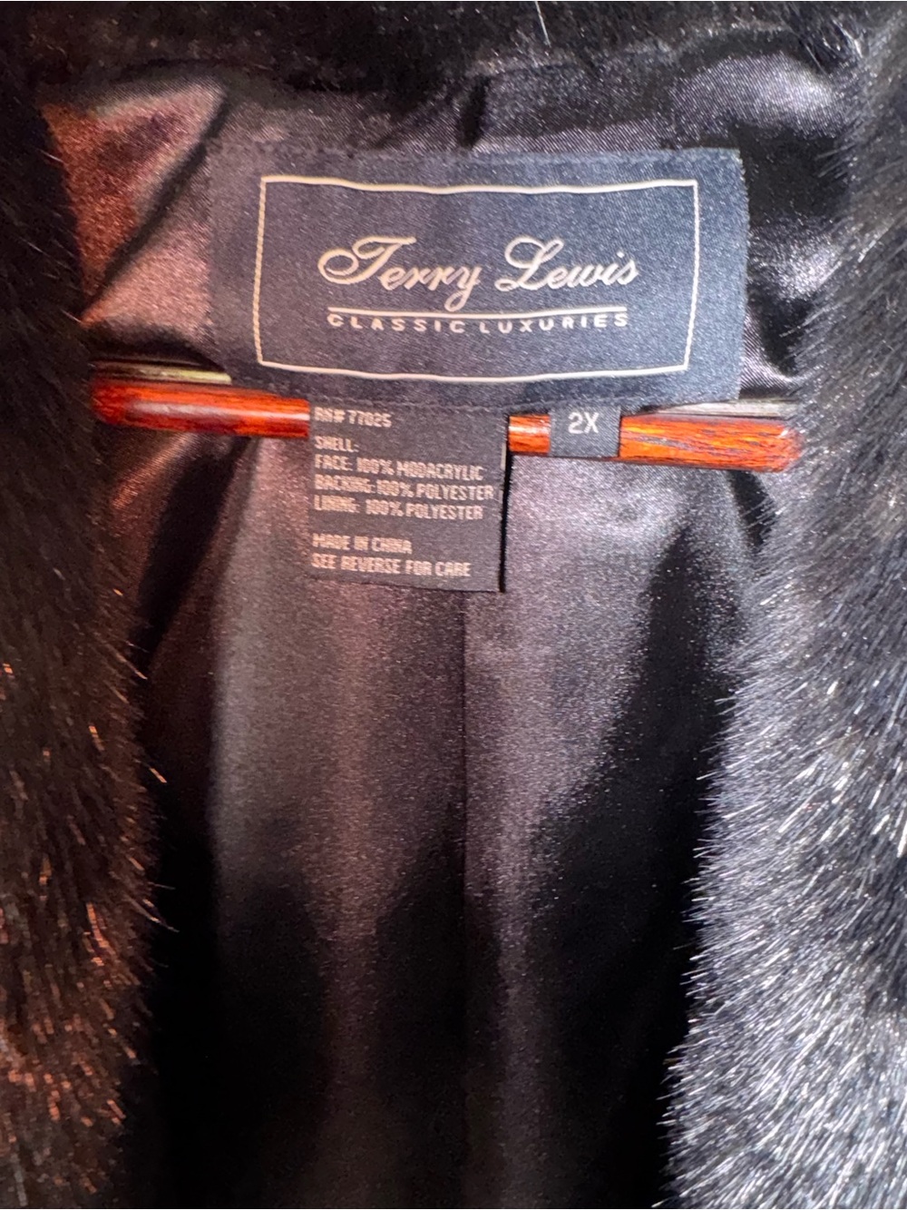 Terry Lewis Classic Luxuries Black Faux Fur Teddy Jacket